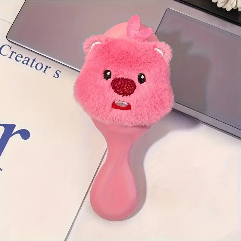 Portable Plush Beaver Air Cushion Comb – Scalp Massage Hairbrush with ABS Handle (1pc)"