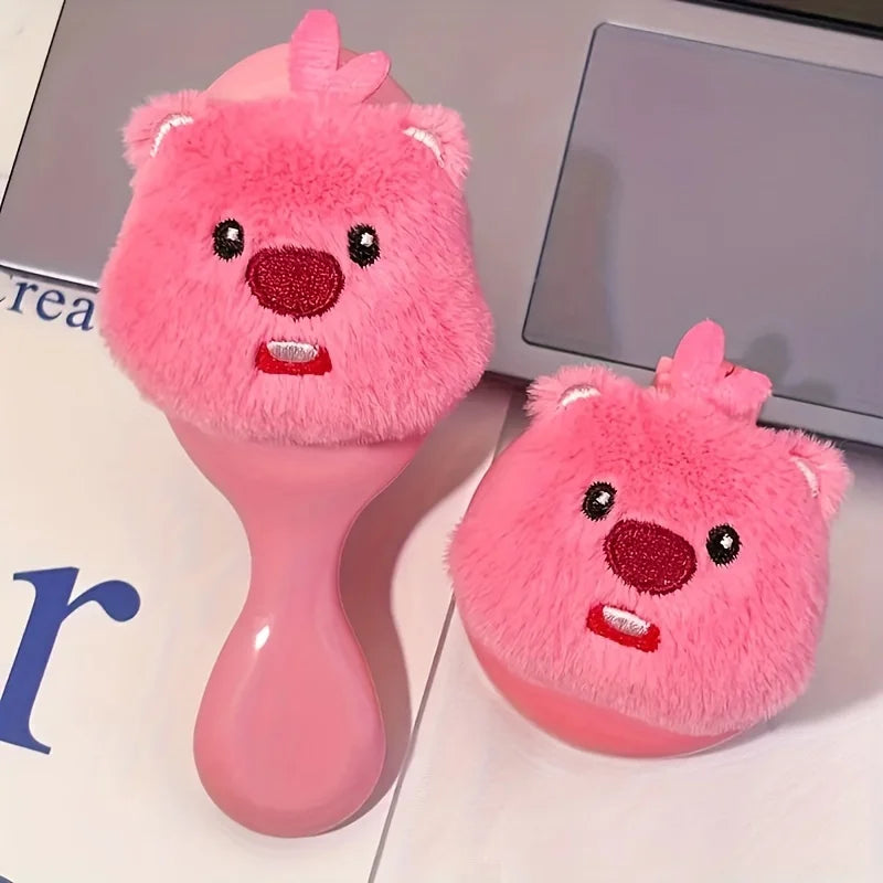 Portable Plush Beaver Air Cushion Comb – Scalp Massage Hairbrush with ABS Handle (1pc)"