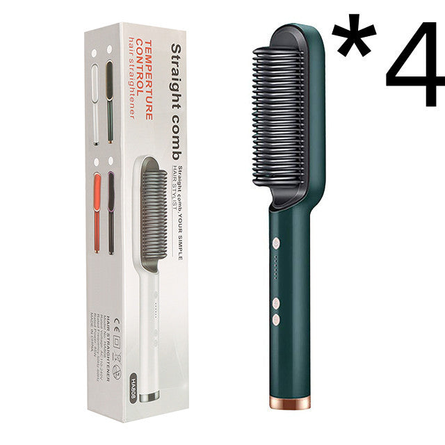 2-in-1 Hair Styler: Straightener & Hot Comb with Ion Technology for Smooth Curls & Shine