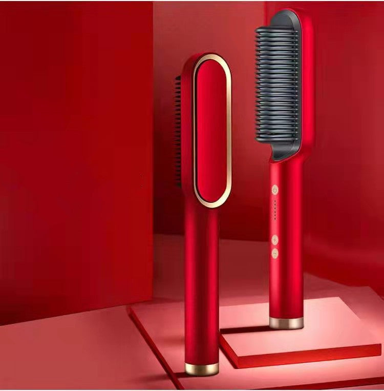 2-in-1 Hair Styler: Straightener & Hot Comb with Ion Technology for Smooth Curls & Shine