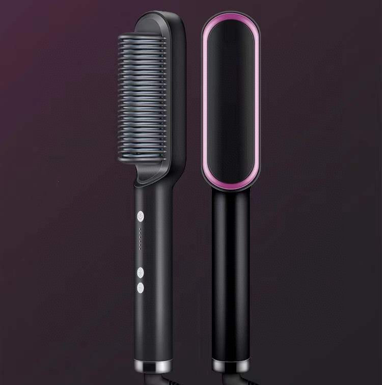 2-in-1 Hair Styler: Straightener & Hot Comb with Ion Technology for Smooth Curls & Shine