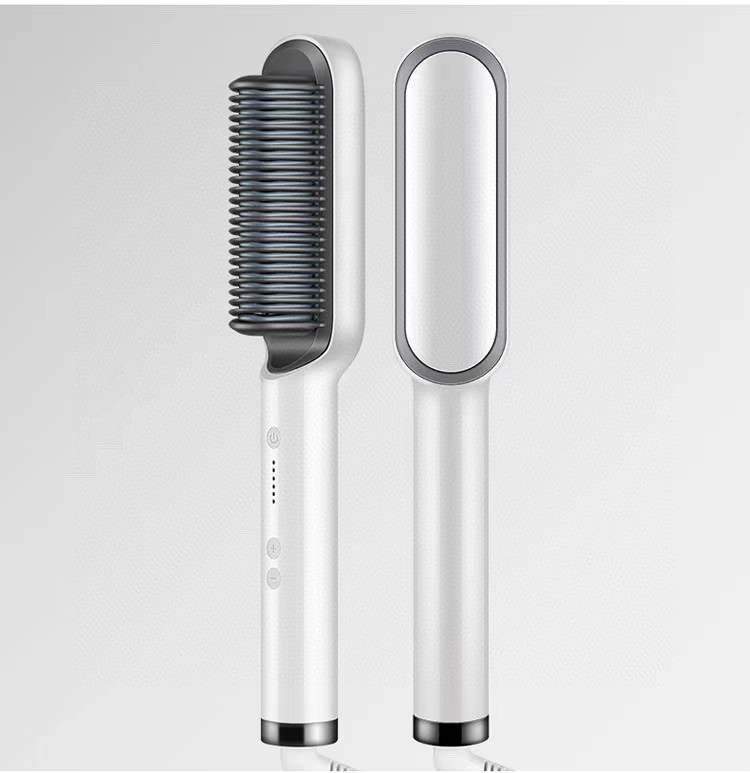 2-in-1 Hair Styler: Straightener & Hot Comb with Ion Technology for Smooth Curls & Shine