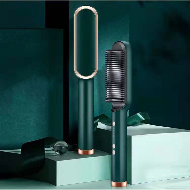 2-in-1 Hair Styler: Straightener & Hot Comb with Ion Technology for Smooth Curls & Shine