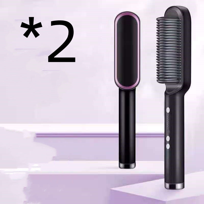 2-in-1 Hair Styler: Straightener & Hot Comb with Ion Technology for Smooth Curls & Shine