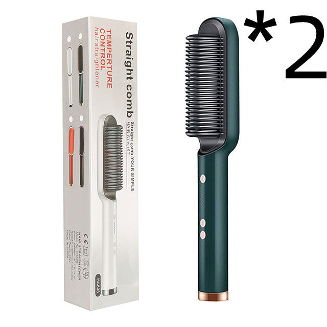 2-in-1 Hair Styler: Straightener & Hot Comb with Ion Technology for Smooth Curls & Shine