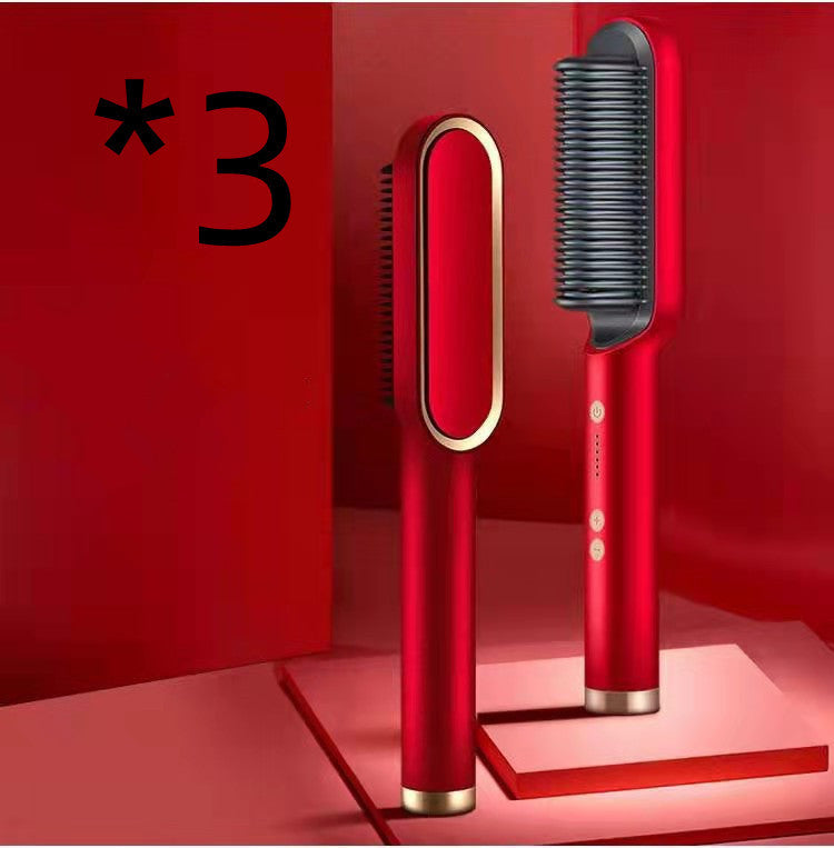 2-in-1 Hair Styler: Straightener & Hot Comb with Ion Technology for Smooth Curls & Shine