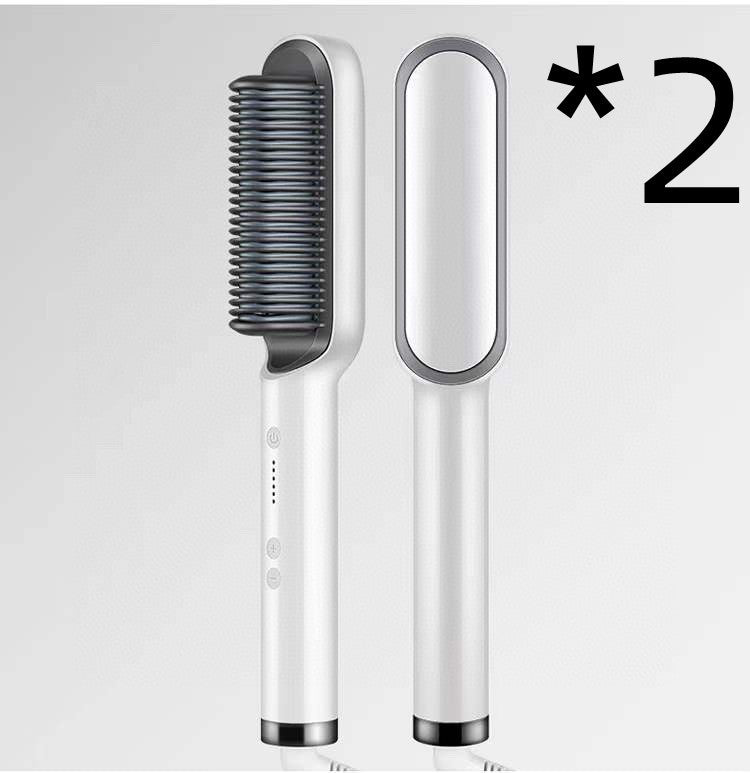 2-in-1 Hair Styler: Straightener & Hot Comb with Ion Technology for Smooth Curls & Shine