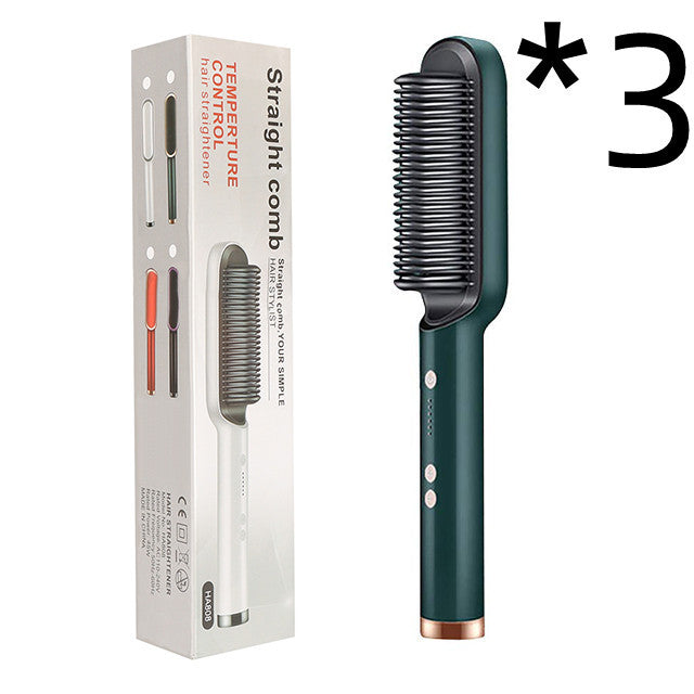 2-in-1 Hair Styler: Straightener & Hot Comb with Ion Technology for Smooth Curls & Shine