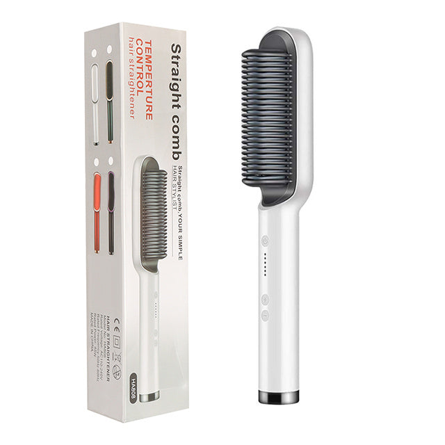 2-in-1 Hair Styler: Straightener & Hot Comb with Ion Technology for Smooth Curls & Shine