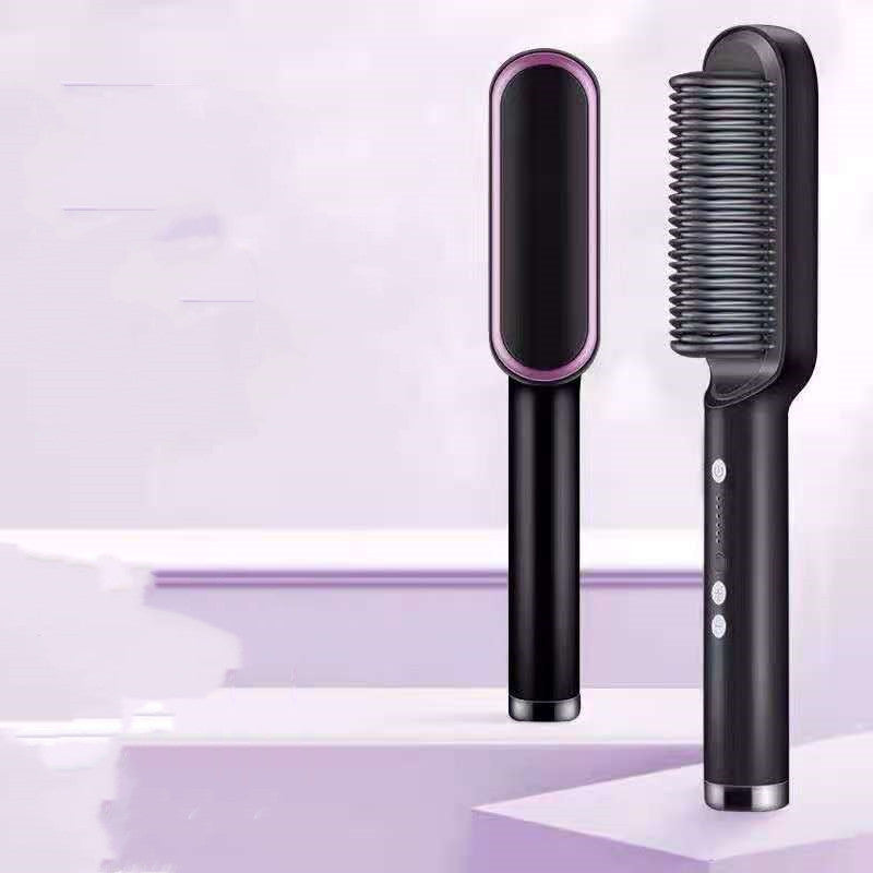 2-in-1 Hair Styler: Straightener & Hot Comb with Ion Technology for Smooth Curls & Shine