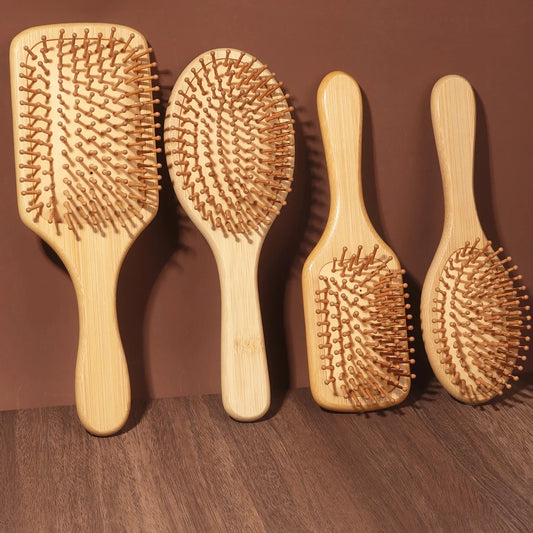 Bamboo Massage Paddle Comb – Anti-Static Hairbrush for Real Hair Wigs & Everyday Use