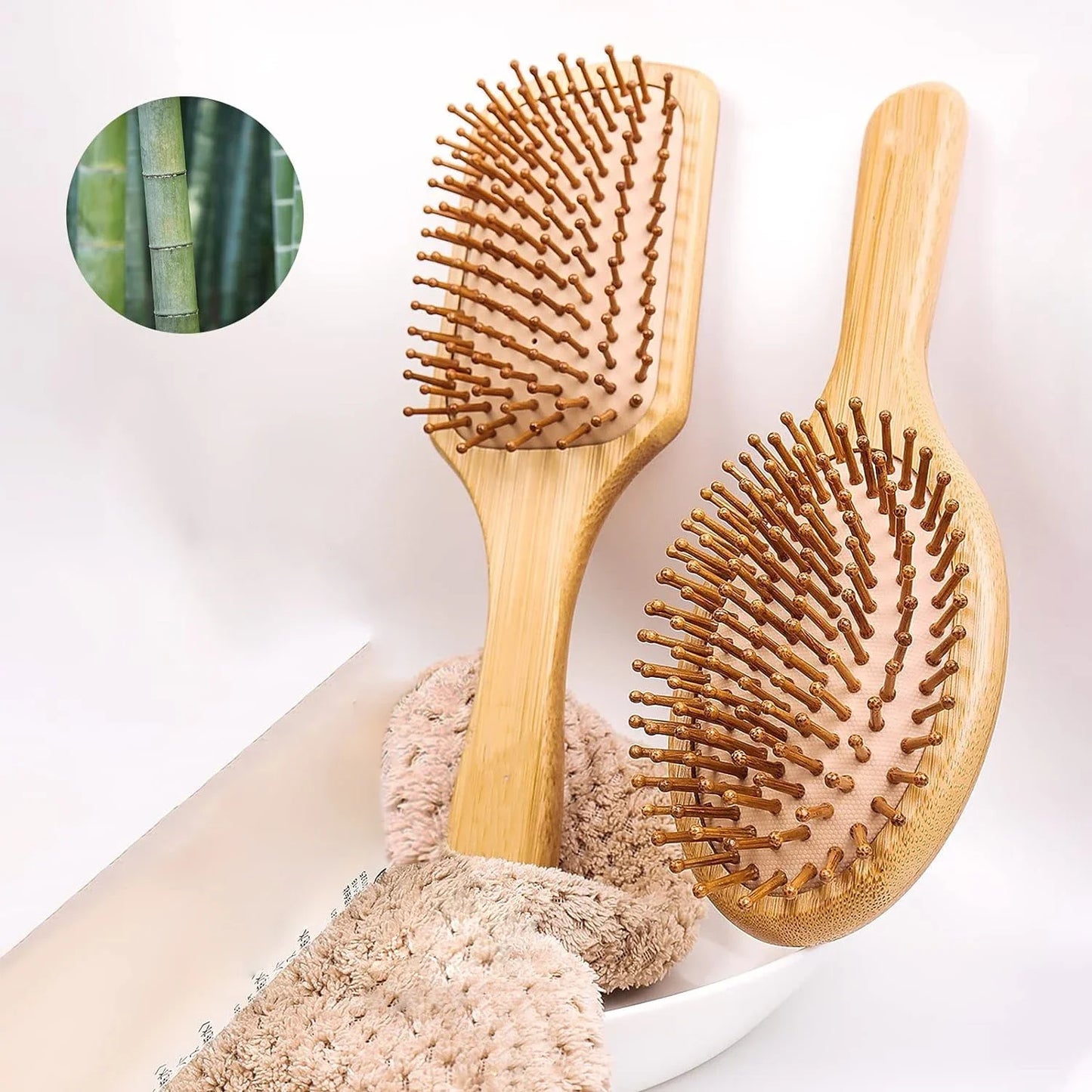 Bamboo Massage Paddle Comb – Anti-Static Hairbrush for Real Hair Wigs & Everyday Use