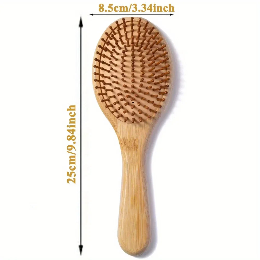 Bamboo Massage Paddle Comb – Anti-Static Hairbrush for Real Hair Wigs & Everyday Use