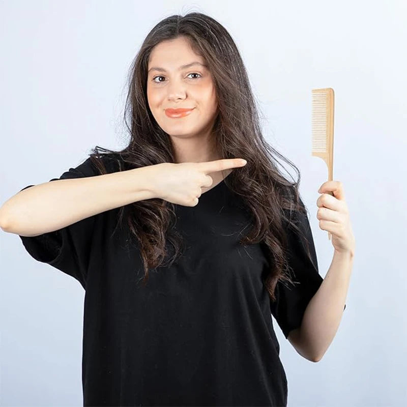 3pcs Natural Handmade Bamboo Comb Set,  anti-static - Wide, Rat Tail, and Fine Tooth Styles - Suitable for All Hair Types.
