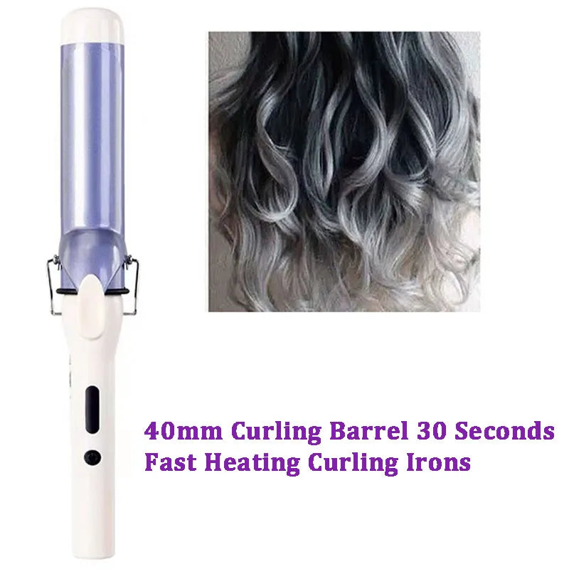 40mm Curling Barrel 30 Seconds Fast Heating Curling Irons Korean Style Large Wave Curler Negative Ion Ceramic glaze hair care