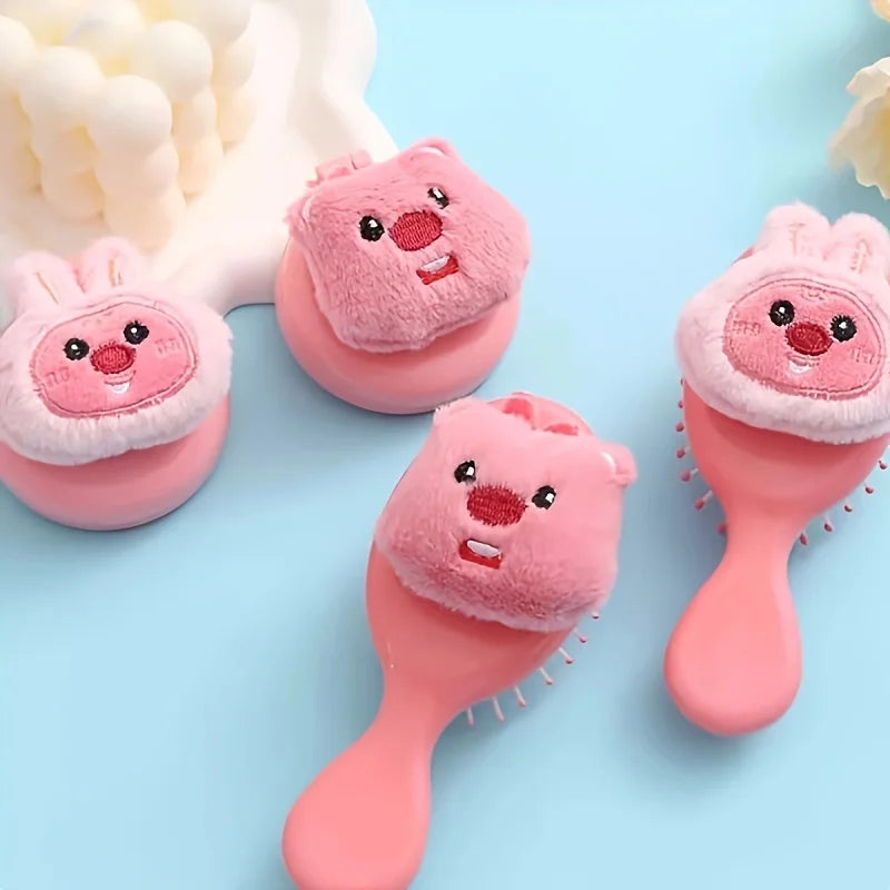 Portable Plush Beaver Air Cushion Comb – Scalp Massage Hairbrush with ABS Handle (1pc)"