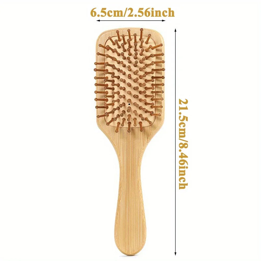 Bamboo Massage Paddle Comb – Anti-Static Hairbrush for Real Hair Wigs & Everyday Use