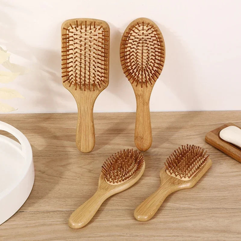 Bamboo Massage Paddle Comb – Anti-Static Hairbrush for Real Hair Wigs & Everyday Use