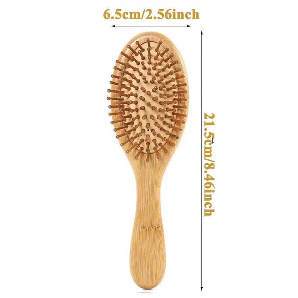 Bamboo Massage Paddle Comb – Anti-Static Hairbrush for Real Hair Wigs & Everyday Use