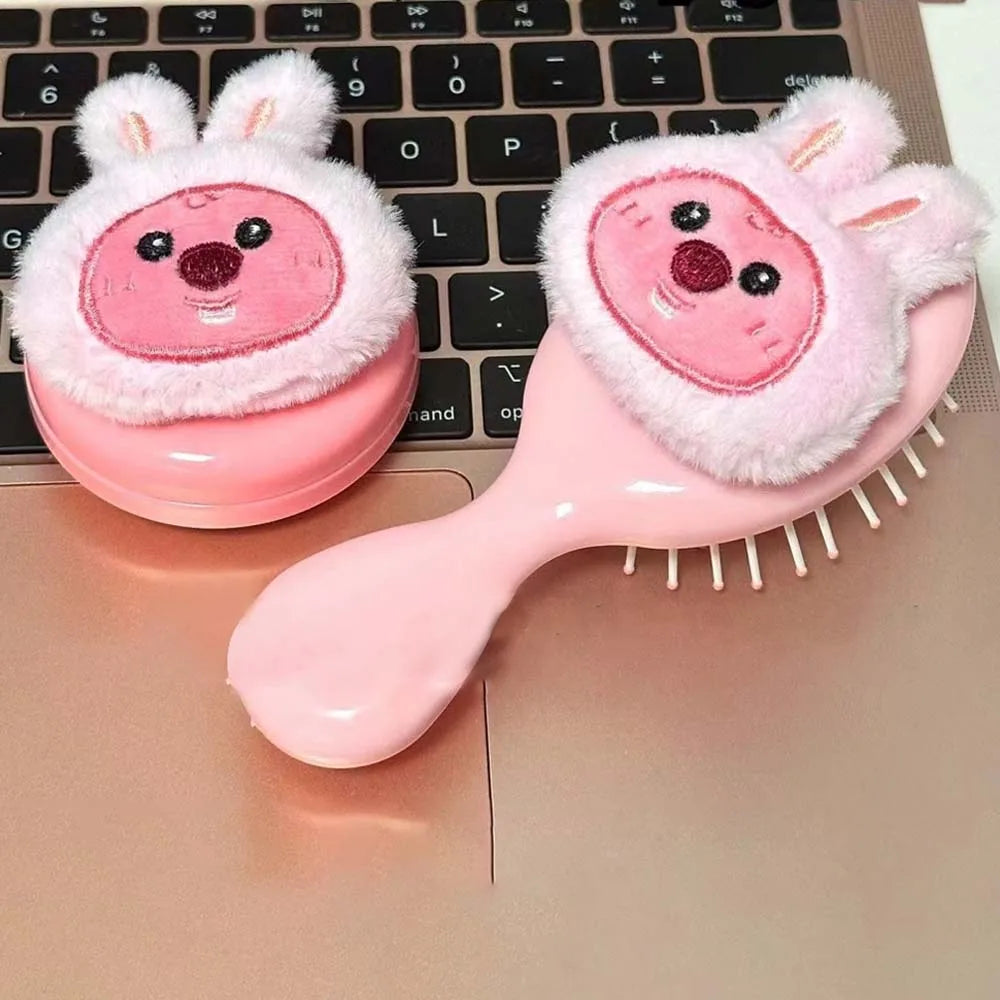Portable Plush Beaver Air Cushion Comb – Scalp Massage Hairbrush with ABS Handle (1pc)"