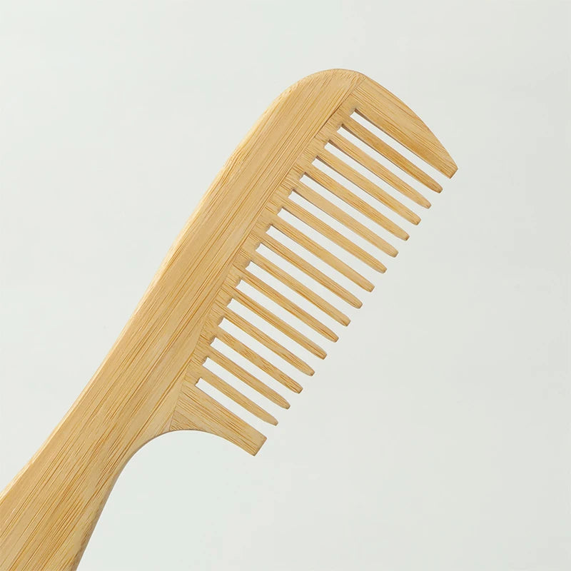 3pcs Natural Handmade Bamboo Comb Set,  anti-static - Wide, Rat Tail, and Fine Tooth Styles - Suitable for All Hair Types.
