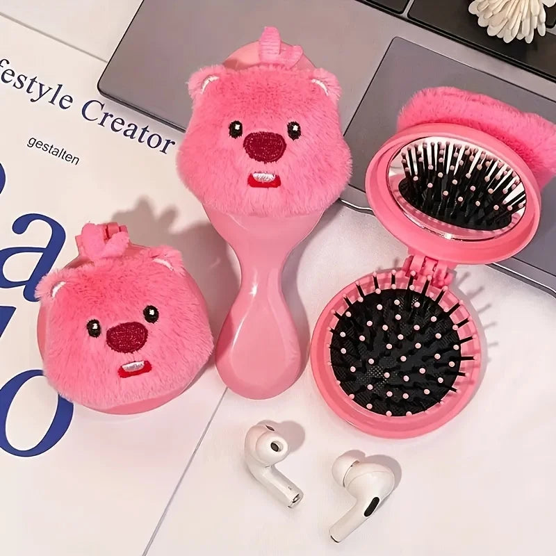Portable Plush Beaver Air Cushion Comb – Scalp Massage Hairbrush with ABS Handle (1pc)"