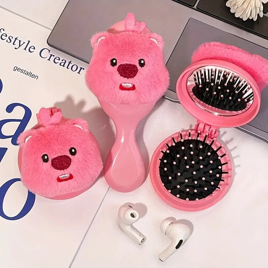Portable Plush Beaver Air Cushion Comb – Scalp Massage Hairbrush with ABS Handle (1pc)"