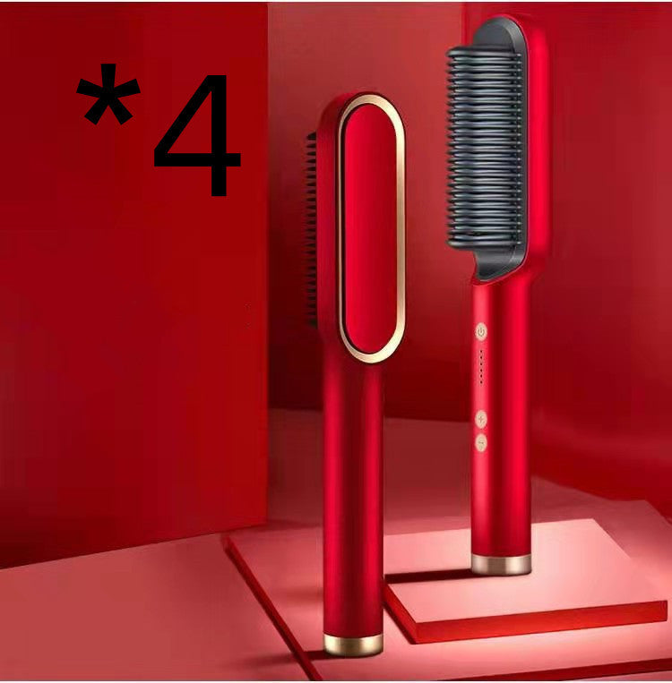 2-in-1 Hair Styler: Straightener & Hot Comb with Ion Technology for Smooth Curls & Shine