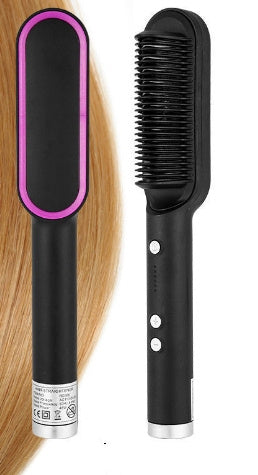 2-in-1 Hair Styler: Straightener & Hot Comb with Ion Technology for Smooth Curls & Shine