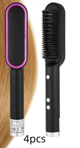 2-in-1 Hair Styler: Straightener & Hot Comb with Ion Technology for Smooth Curls & Shine