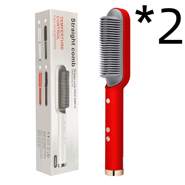 2-in-1 Hair Styler: Straightener & Hot Comb with Ion Technology for Smooth Curls & Shine