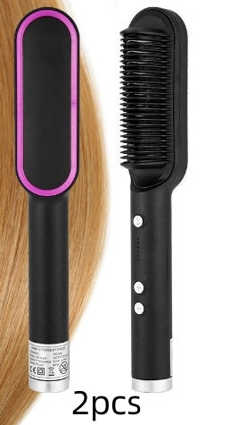 2-in-1 Hair Styler: Straightener & Hot Comb with Ion Technology for Smooth Curls & Shine
