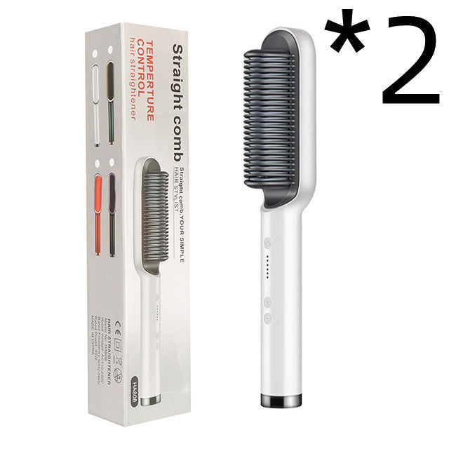 2-in-1 Hair Styler: Straightener & Hot Comb with Ion Technology for Smooth Curls & Shine