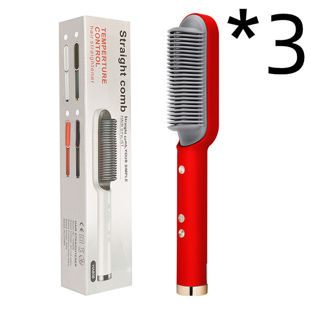 2-in-1 Hair Styler: Straightener & Hot Comb with Ion Technology for Smooth Curls & Shine
